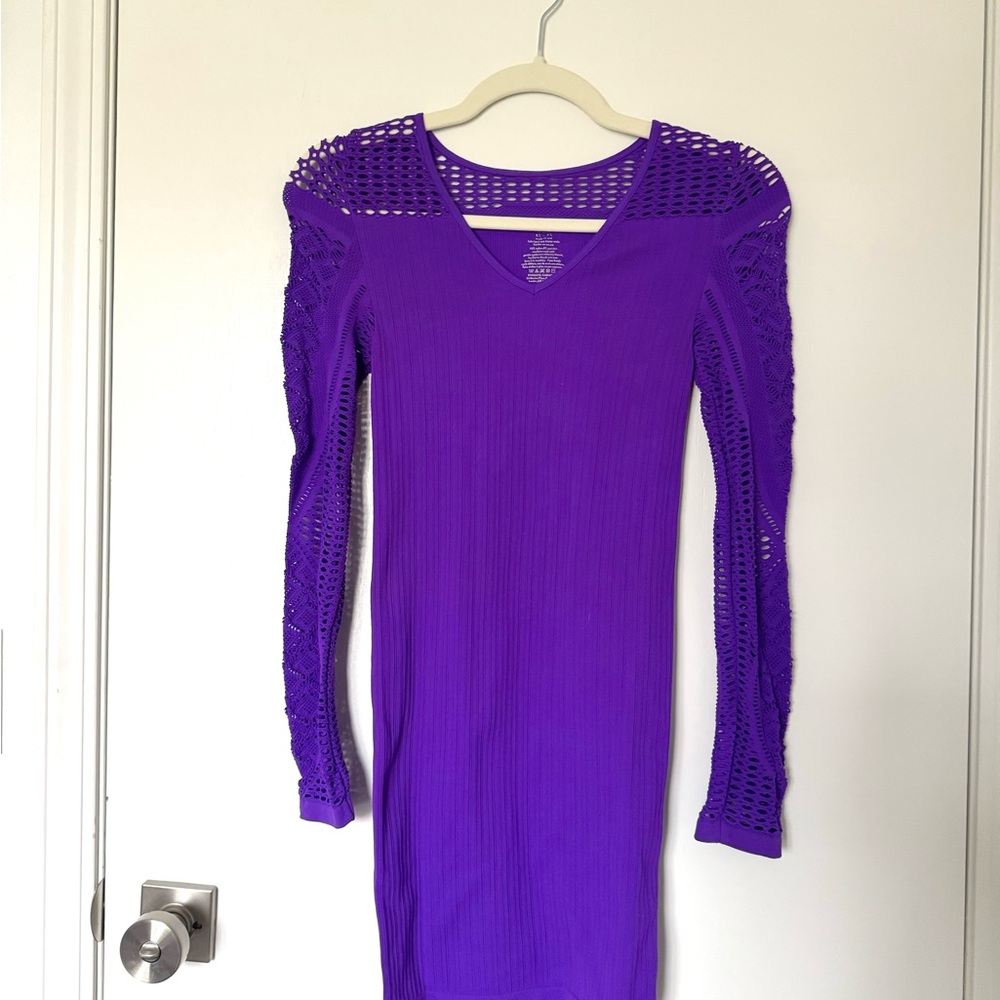 Free People Vibrant Purple Long Sleeve Dress